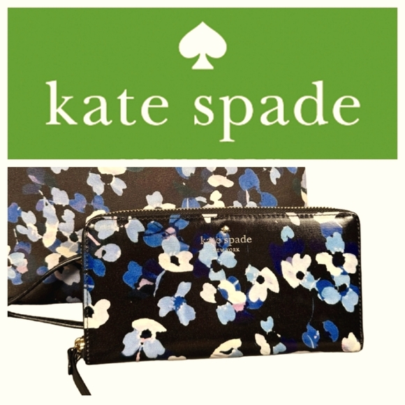 KATE SPADE floral multi-compartment multi-zip purse large wallet card holder - Picture 1 of 17
